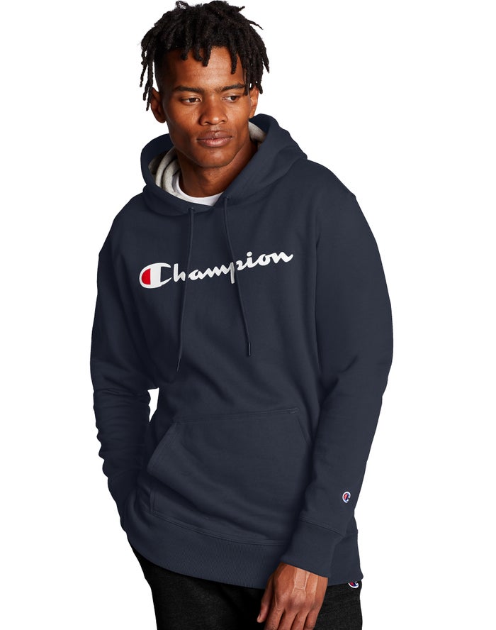 Sudadera Con Capucha Champion Hombre - Powerblend Script Logo ( Azul Marino ) 7045823-VC